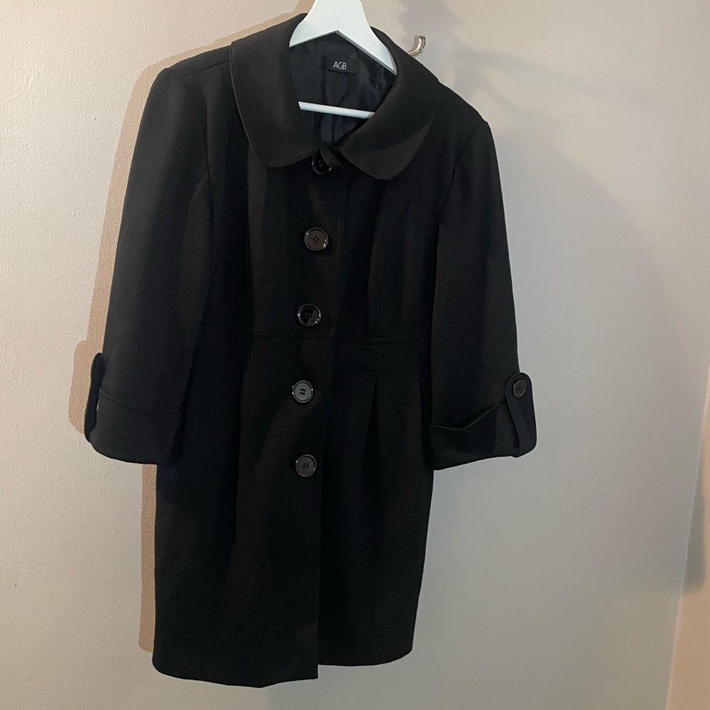 AGB Tulip 3/4 length sleeve black long jacket Size 6